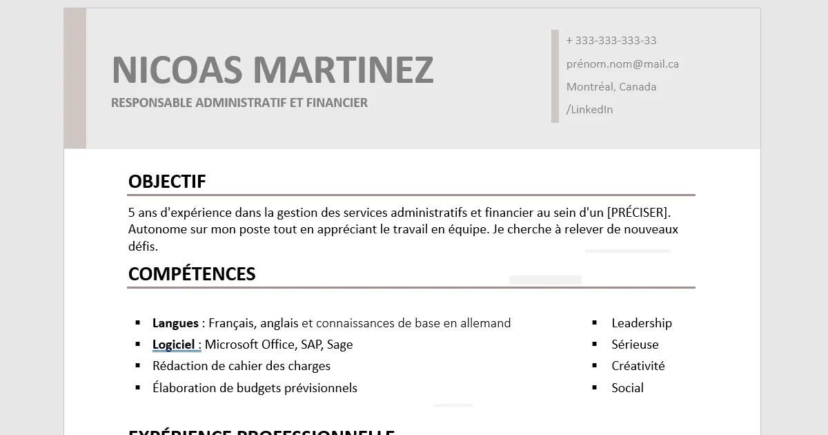 cv canadien