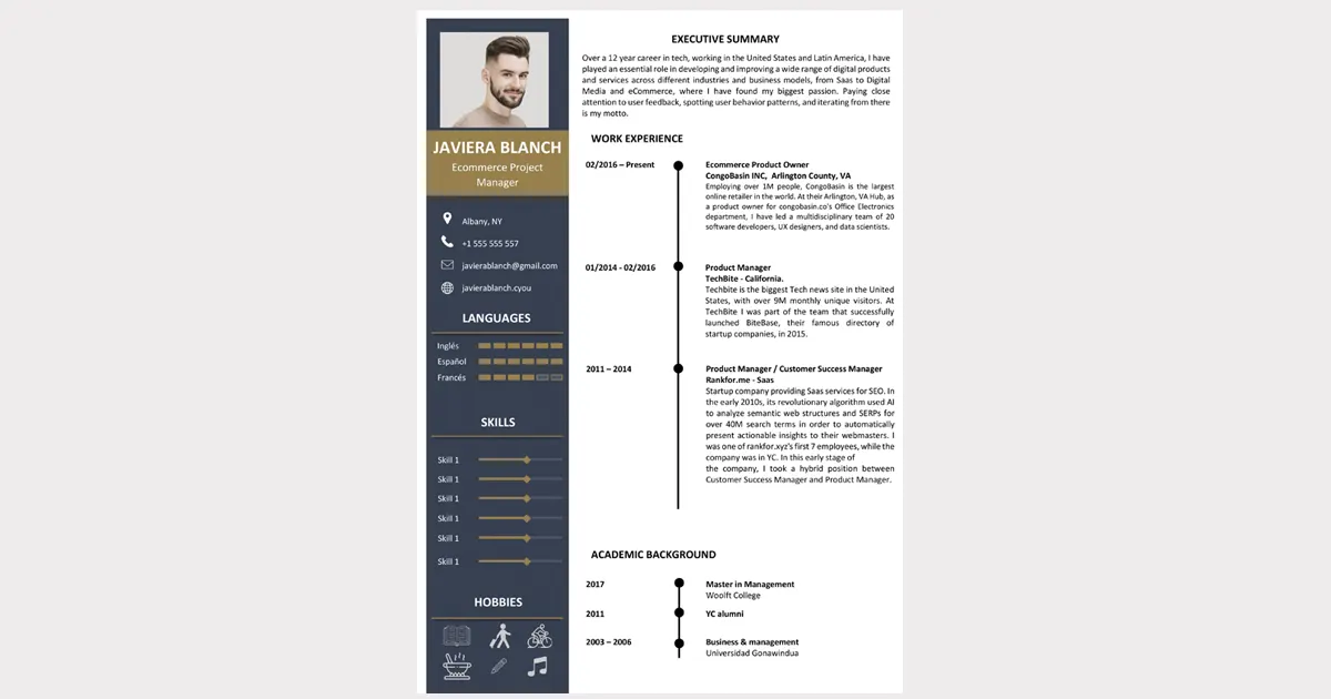 cv bleu foncé