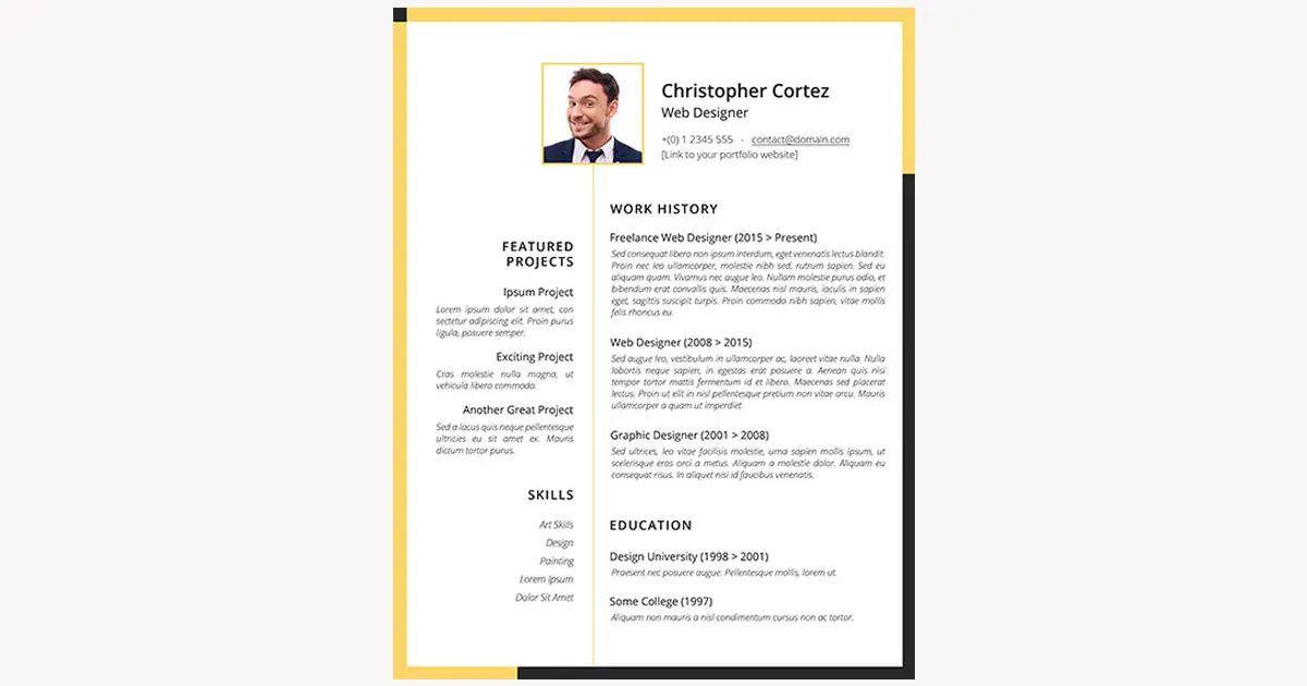 cv jaune et noir