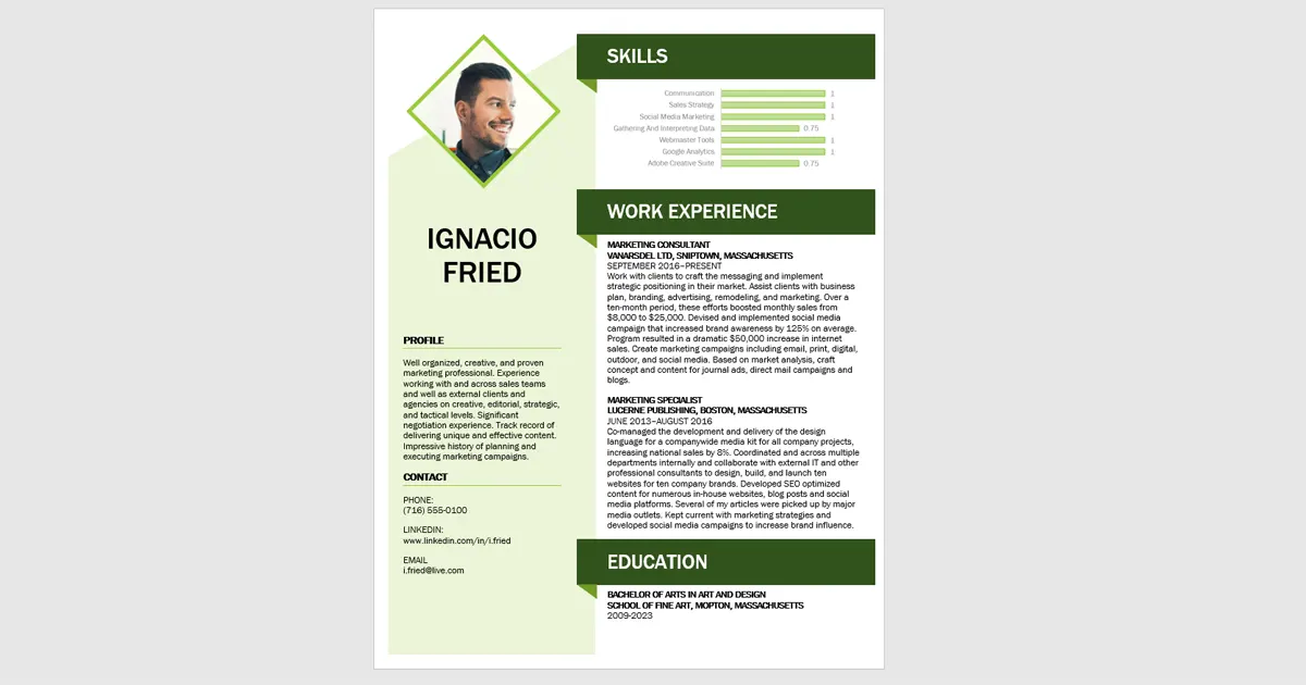 modele-cv-vert-word-gratuit